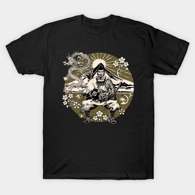 Streetwear Samurai Dragon Vaporwave Sakura Fuji Japanese Aesthetic 607 T-Shirt by dvongart